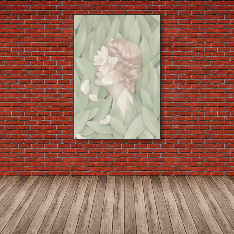 Soft Color Illustrated Maiden Wrapped Canvas Textured Pop Art Living Room Wall Decor Clearhalo 'Art Gallery' 'Canvas Art' 'Contemporary Art Gallery' 'Modern' Arts' 1860466