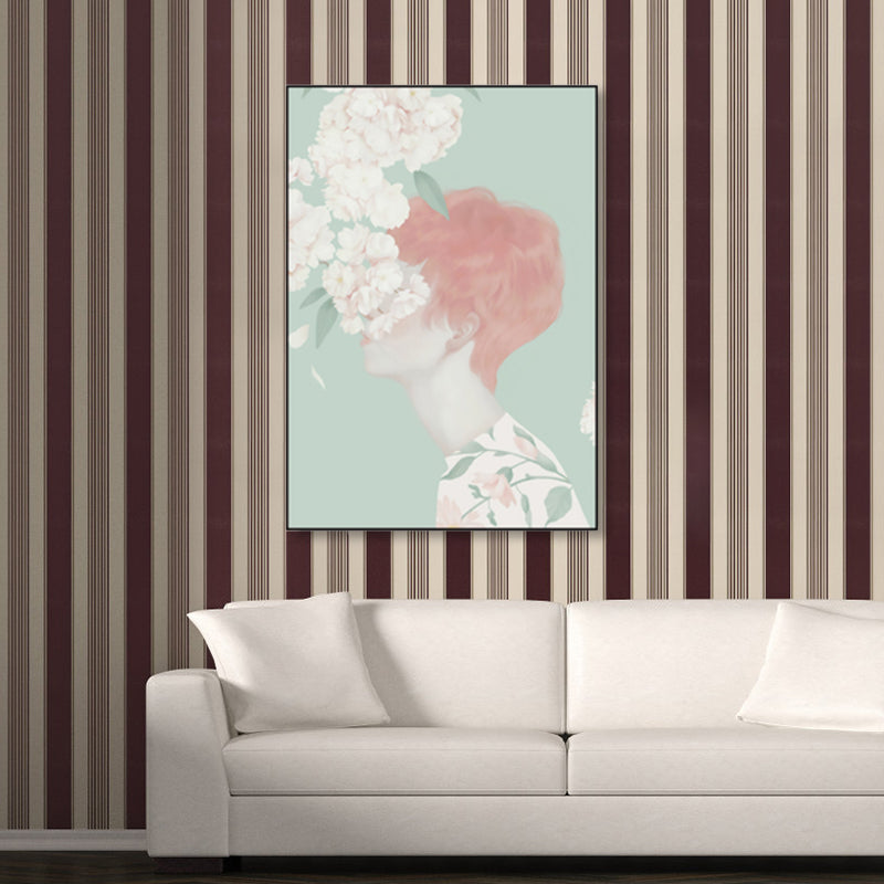 Soft Color Illustrated Maiden Wrapped Canvas Textured Pop Art Living Room Wall Decor Pea Green Clearhalo 'Art Gallery' 'Canvas Art' 'Contemporary Art Gallery' 'Modern' Arts' 1860473