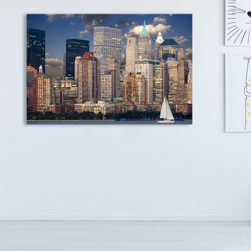 Brown Urban Architectural Landscape Canvas Textured Modern House Interior Wall Art Print Brown Clearhalo 'Art Gallery' 'Canvas Art' 'Contemporary Art Gallery' 'Modern' Arts' 1860527