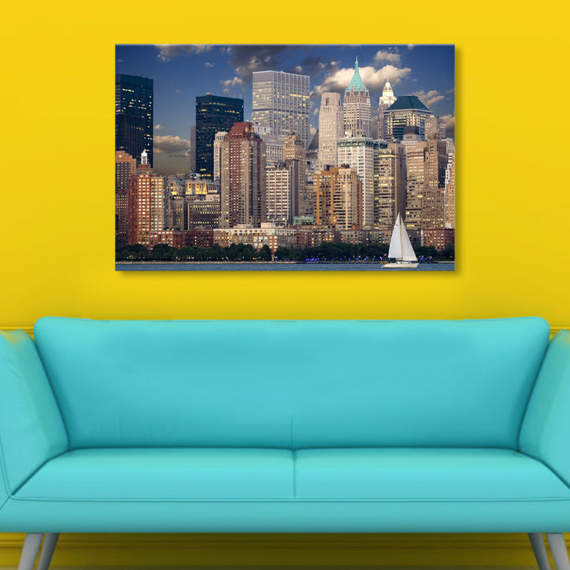 Brown Urban Architectural Landscape Canvas Textured Modern House Interior Wall Art Print Clearhalo 'Art Gallery' 'Canvas Art' 'Contemporary Art Gallery' 'Modern' Arts' 1860528