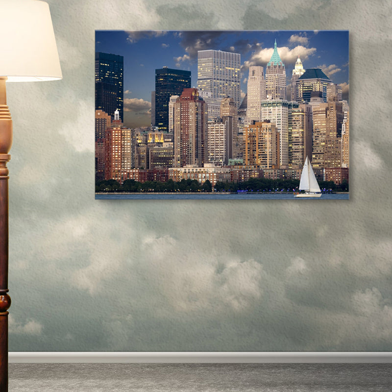 Brown Urban Architectural Landscape Canvas Textured Modern House Interior Wall Art Print Clearhalo 'Art Gallery' 'Canvas Art' 'Contemporary Art Gallery' 'Modern' Arts' 1860529
