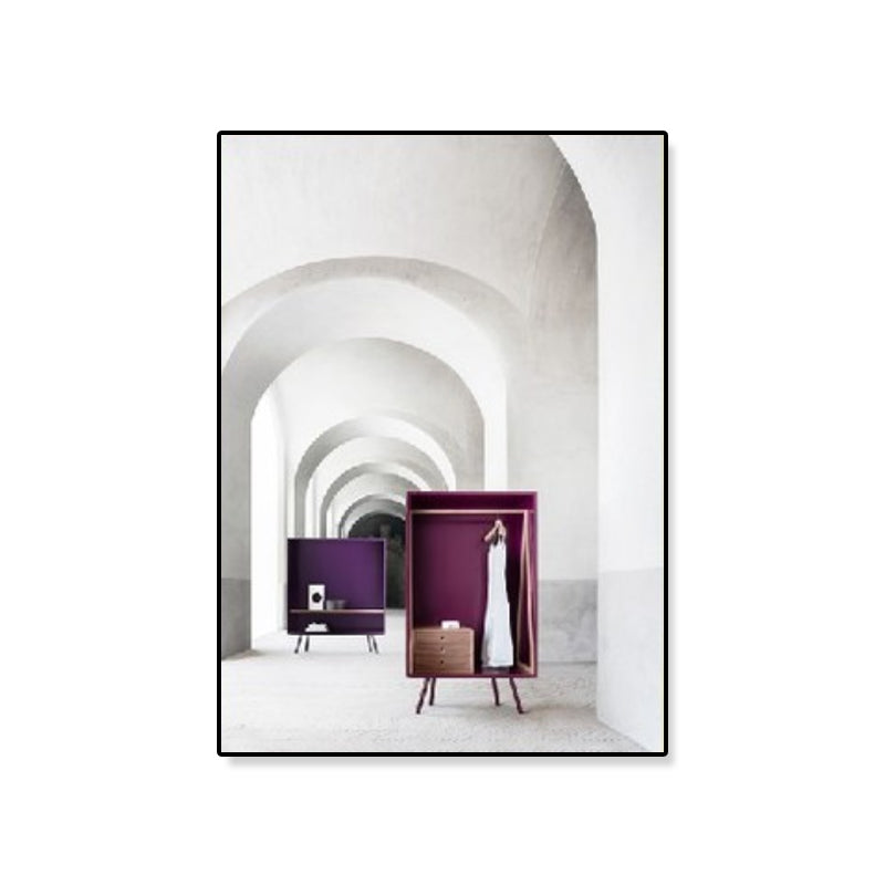 Arched Door Scenery Wall Art Set Soft Color Modern Style Canvas Print for Family Room White Clearhalo 'Art Gallery' 'Canvas Art' 'Contemporary Art Gallery' 'Modern' Arts' 1860554