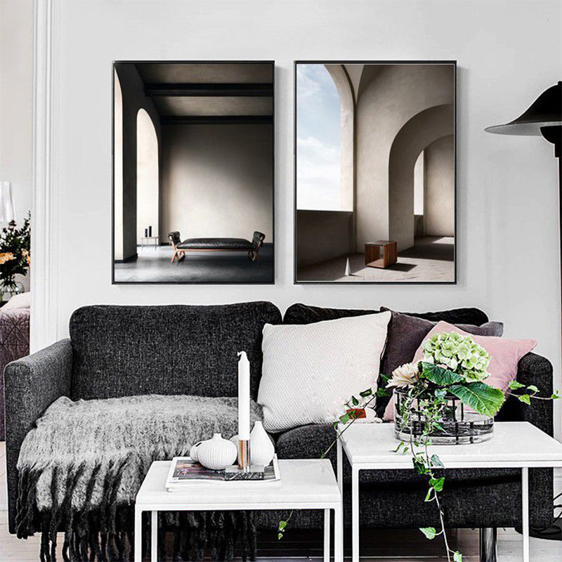Arched Door Scenery Wall Art Set Soft Color Modern Style Canvas Print for Family Room Clearhalo 'Art Gallery' 'Canvas Art' 'Contemporary Art Gallery' 'Modern' Arts' 1860559