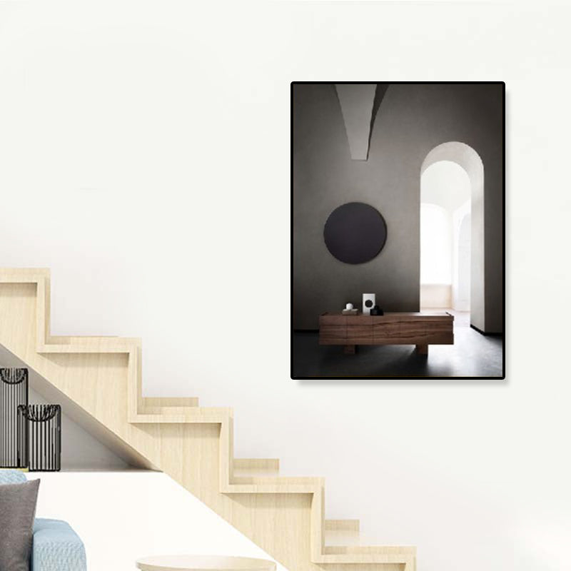 Arched Door Scenery Wall Art Set Soft Color Modern Style Canvas Print for Family Room Black Clearhalo 'Art Gallery' 'Canvas Art' 'Contemporary Art Gallery' 'Modern' Arts' 1860563