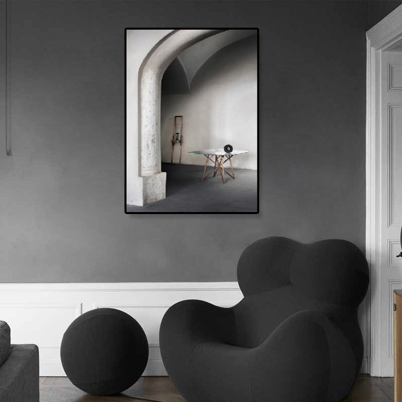 Arched Door Scenery Wall Art Set Soft Color Modern Style Canvas Print for Family Room Gloss White Clearhalo 'Art Gallery' 'Canvas Art' 'Contemporary Art Gallery' 'Modern' Arts' 1860567