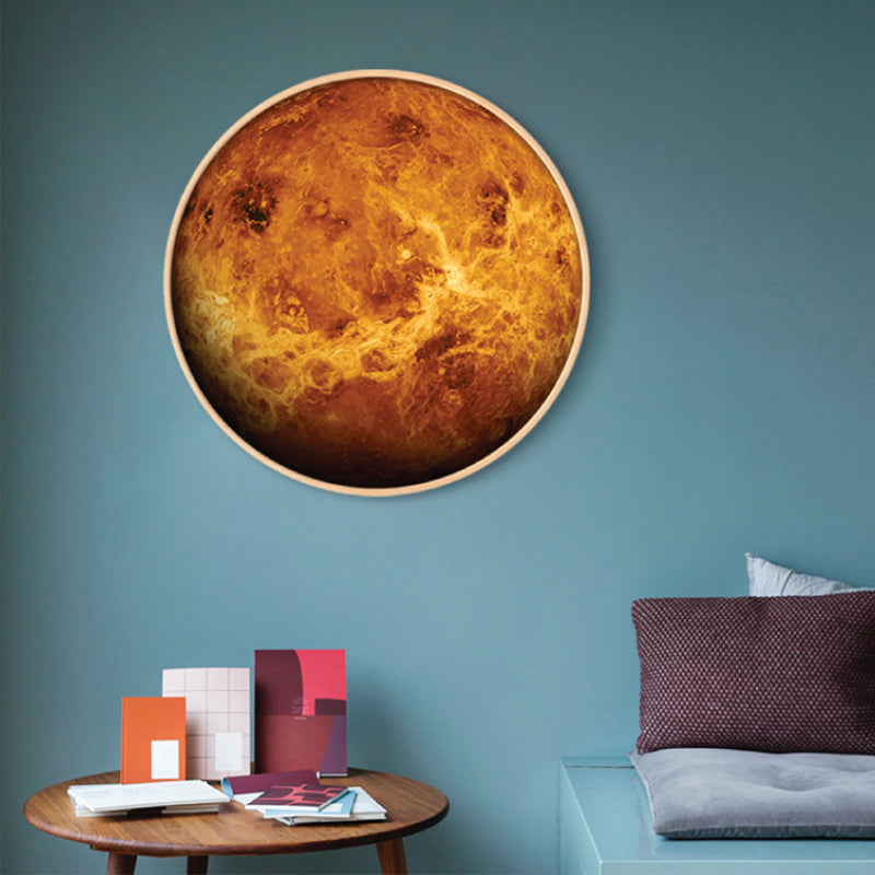 Outer Space Planet Wall Art Kids Textured Bedroom Canvas Print in Soft Color, Optional Sizes Yellow Clearhalo 'Art Gallery' 'Canvas Art' 'Kids' Arts' 1860642