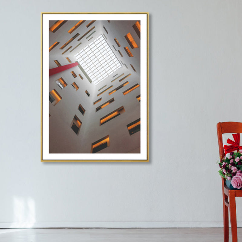 Architecture Interior View Canvas Art Soft Color Contemporary Wall Decor for Home Grey Clearhalo 'Art Gallery' 'Canvas Art' 'Contemporary Art Gallery' 'Modern' Arts' 1860735