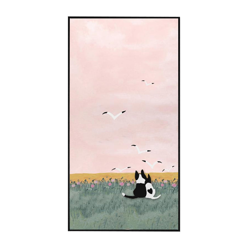 Illustration Pet Canvas Art Kids Style Beautiful Scenery Wall Decor in Pastel Color Clearhalo 'Art Gallery' 'Canvas Art' 'Kids' Arts' 1860819