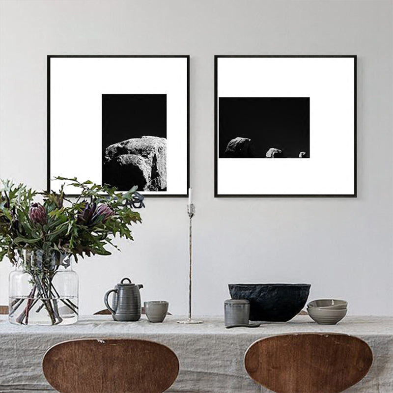 Minimalism Photograph Rocks Wall Art Decor Sitting Room Canvas Print in Dark Color - Clearhalo - 'Arts' - 'Canvas Art' - 1861174
