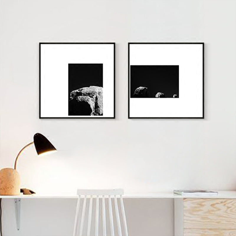 Minimalism Photograph Rocks Wall Art Decor Sitting Room Canvas Print in Dark Color - Clearhalo - 'Arts' - 'Canvas Art' - 1861175