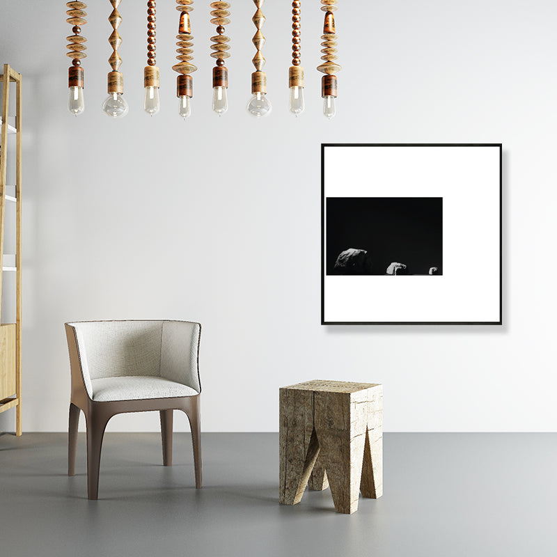 Minimalism Photograph Rocks Wall Art Decor Sitting Room Canvas Print in Dark Color - Black - Clearhalo - 'Arts' - 'Canvas Art' - 1861176