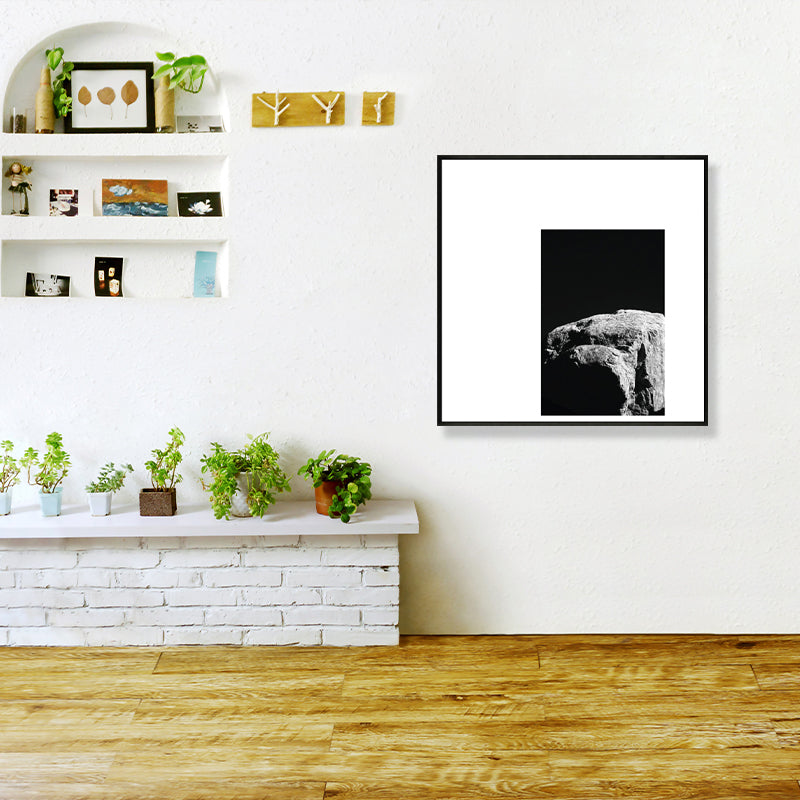 Minimalism Photograph Rocks Wall Art Decor Sitting Room Canvas Print in Dark Color - Grey - Clearhalo - 'Arts' - 'Canvas Art' - 1861181