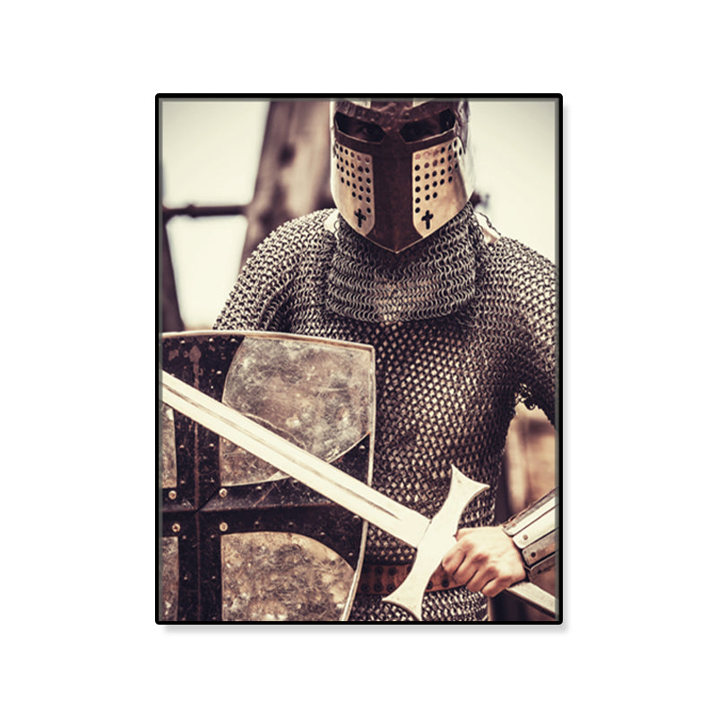 Brown Warrior Wall Decor Figure Contemporary Textured Canvas Print for Living Room Clearhalo 'Art Gallery' 'Canvas Art' 'Contemporary Art Gallery' 'Modern' Arts' 1861199