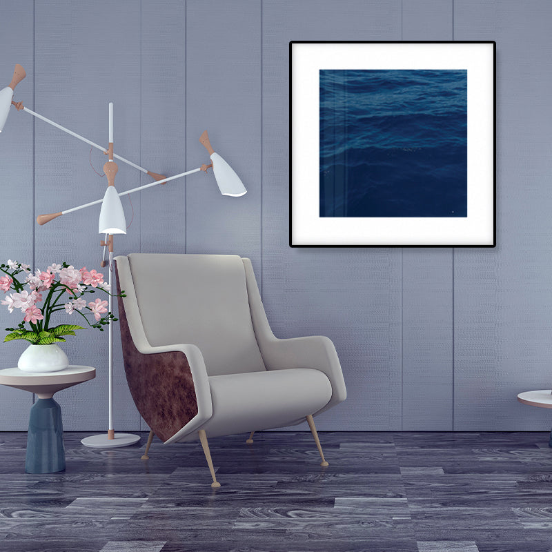Seascape Ocean Water Wall Art Tropics Textured Canvas in Blue for House Interior Dark Blue Clearhalo 'Art Gallery' 'Canvas Art' 'Coastal Art Gallery' 'Tropical' Arts' 1861223