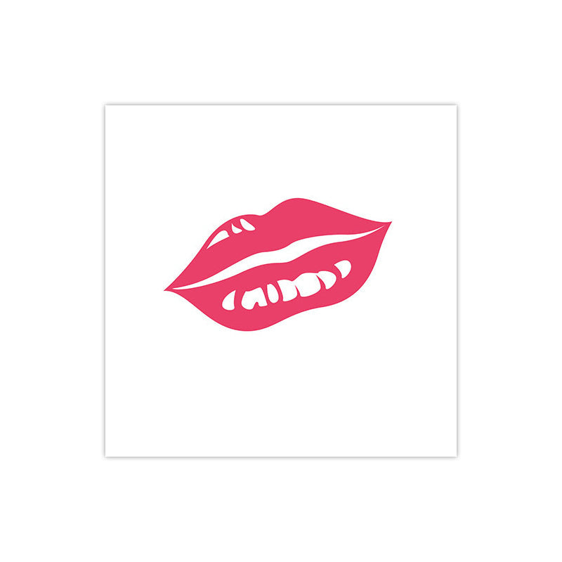 Fashion Girl's Lip Wrapped Canvas Textured Pop Art Style Bedroom Painting in Light Color