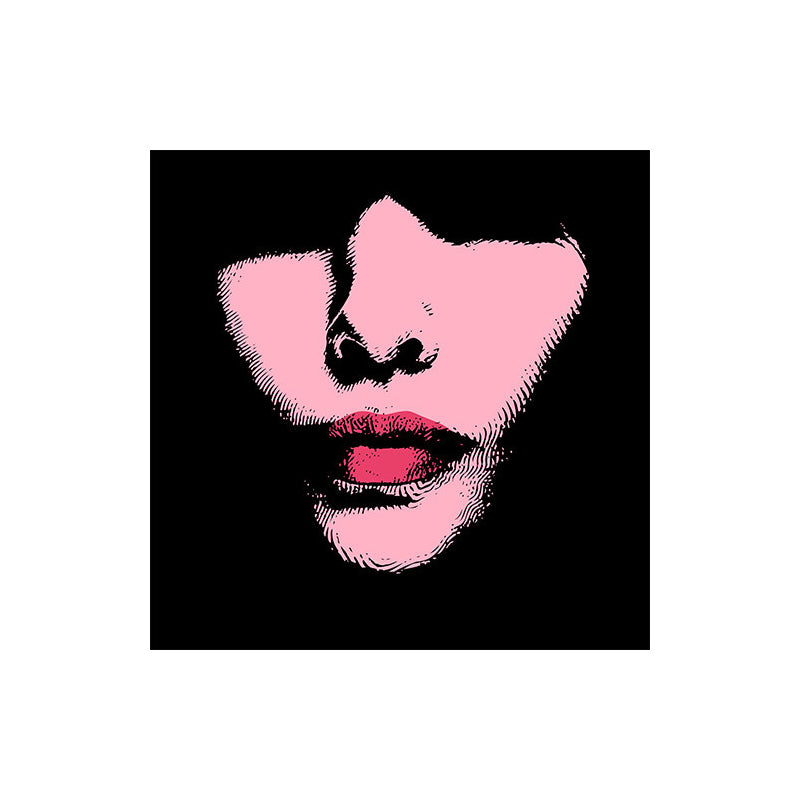 Fashion Girl's Lip Wrapped Canvas Textured Pop Art Style Bedroom Painting in Light Color