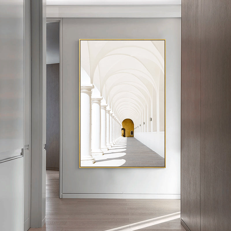 Architecture Hallway Wall Art Decor Modern Textured Canvas Print in Pastel Color Clearhalo 'Art Gallery' 'Canvas Art' 'Contemporary Art Gallery' 'Modern' Arts' 1861445