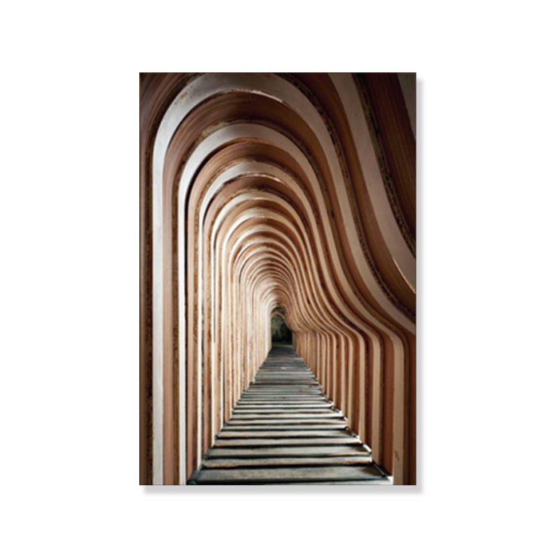 Architecture Hallway Wall Art Decor Modern Textured Canvas Print in Pastel Color Clearhalo 'Art Gallery' 'Canvas Art' 'Contemporary Art Gallery' 'Modern' Arts' 1861461