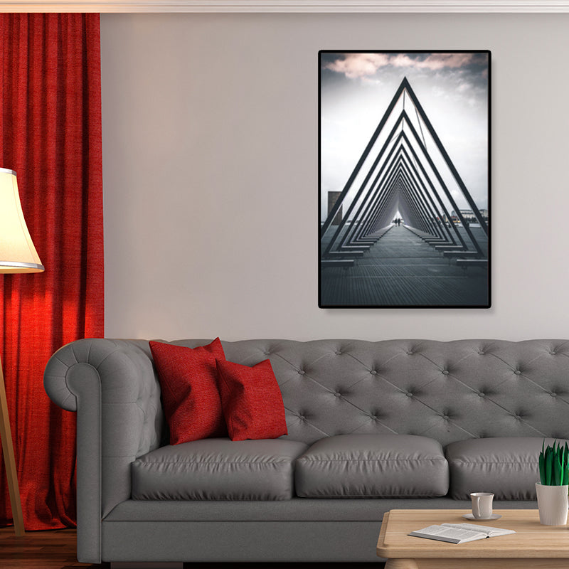 Architecture Hallway Wall Art Decor Modern Textured Canvas Print in Pastel Color Grey Clearhalo 'Art Gallery' 'Canvas Art' 'Contemporary Art Gallery' 'Modern' Arts' 1861462