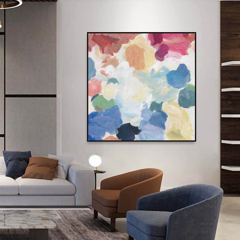 Blue Hand Print Painting Textured Abstract Expressionism Dining Room Canvas Wall Decor - Clearhalo - 'Arts' - 'Canvas Art' - 1861665