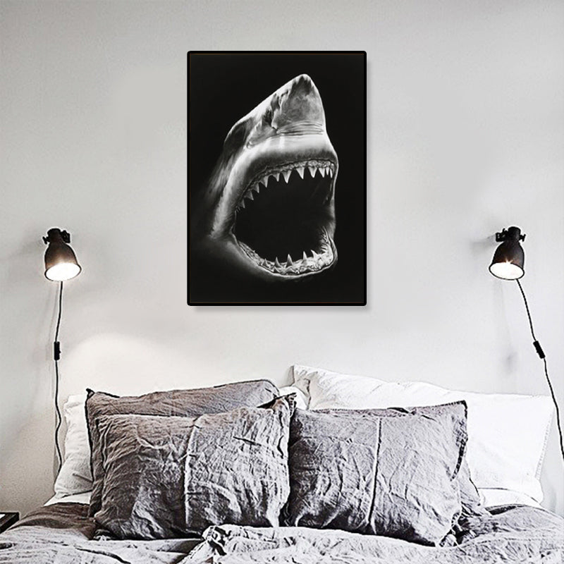 Photographs Modern Style Canvas Art with Wild Animal Pattern in Dark Color for Home Gray-White Clearhalo 'Art Gallery' 'Canvas Art' 'Contemporary Art Gallery' 'Modern' Arts' 1861773