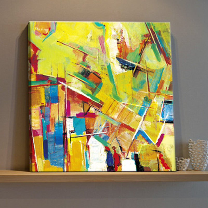 Peculiar Oil Painting Wall Decor Pop Art Novel Abstract Pattern Canvas in Yellow