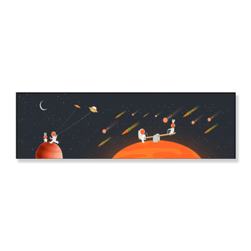 Pastel Color Planets Scene Painting Universe Children's Art Textured Canvas for Sitting Room Clearhalo 'Art Gallery' 'Canvas Art' 'Kids' Arts' 1861894