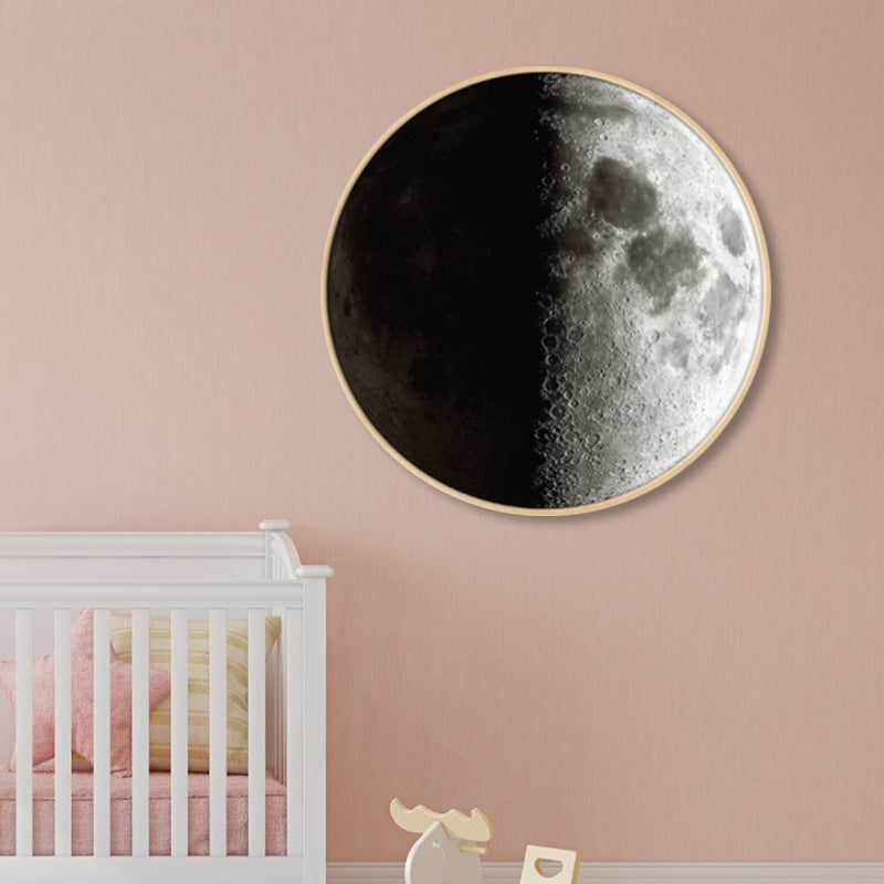 Textured Dark Color Canvas Kids Photo Print 3D Effect Planet Wall Art for Boys Room Clearhalo 'Art Gallery' 'Canvas Art' 'Kids' Arts' 1862329