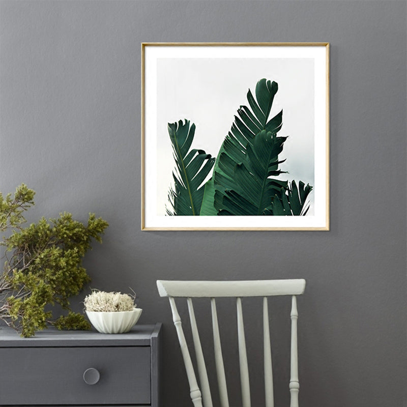 Green Banana Leaves Canvas Print Botanical Tropix Textured Wall Art for Dining Room Green Clearhalo 'Art Gallery' 'Canvas Art' 'Coastal Art Gallery' 'Tropical' Arts' 1862686