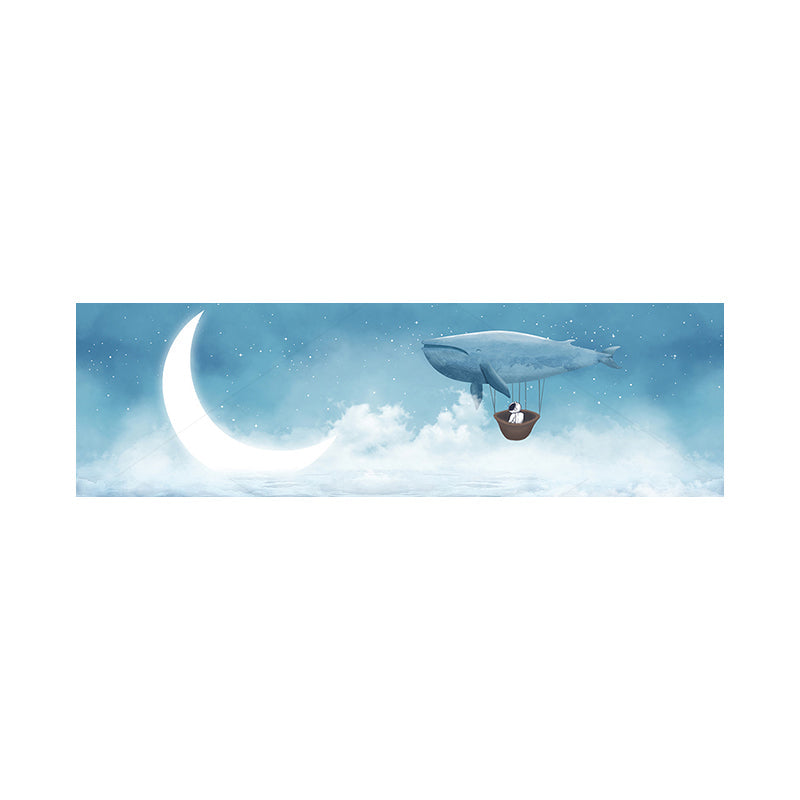 Soft Color Illustrated Whale Wrapped Canvas Textured Children's Art Living Room Wall Decor Clearhalo 'Art Gallery' 'Canvas Art' 'Kids' Arts' 1862772