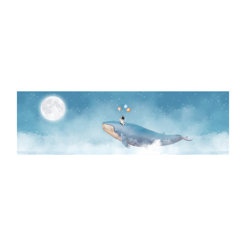 Soft Color Illustrated Whale Wrapped Canvas Textured Children's Art Living Room Wall Decor Clearhalo 'Art Gallery' 'Canvas Art' 'Kids' Arts' 1862777