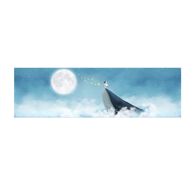 Soft Color Illustrated Whale Wrapped Canvas Textured Children's Art Living Room Wall Decor Clearhalo 'Art Gallery' 'Canvas Art' 'Kids' Arts' 1862781