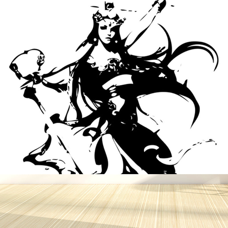 Contemporary Boys Mural Wallpaper Giant Fighting Warrior Pattern Black Wall Covering Clearhalo 'Wall Decor' 'Wall Mural' 1862988