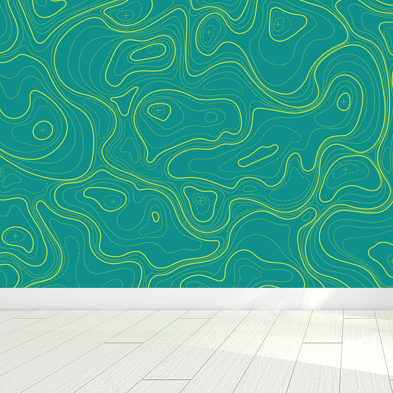 Modern Abstract Mural Non-Woven Cloth Stain-Proof Light Color Wall Art for Bathroom Green Clearhalo 'Wall Decor' 'Wall Mural' 1863086