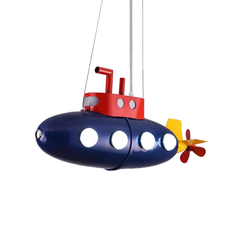 Kids Submarine Shape Chandelier Metal Hanging Light in Blue Finish for Game Room Kindergarten Clearhalo 'Ceiling Lights' 'Chandeliers' Lighting' options 186316