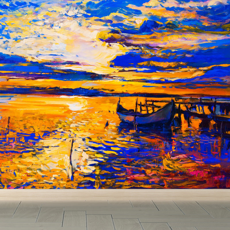 Classic Natural Landscape Scene Mural Wallpaper Pastel Color Fine Arts Wall Covering Clearhalo 'Wall Decor' 'Wall Mural' 1863808