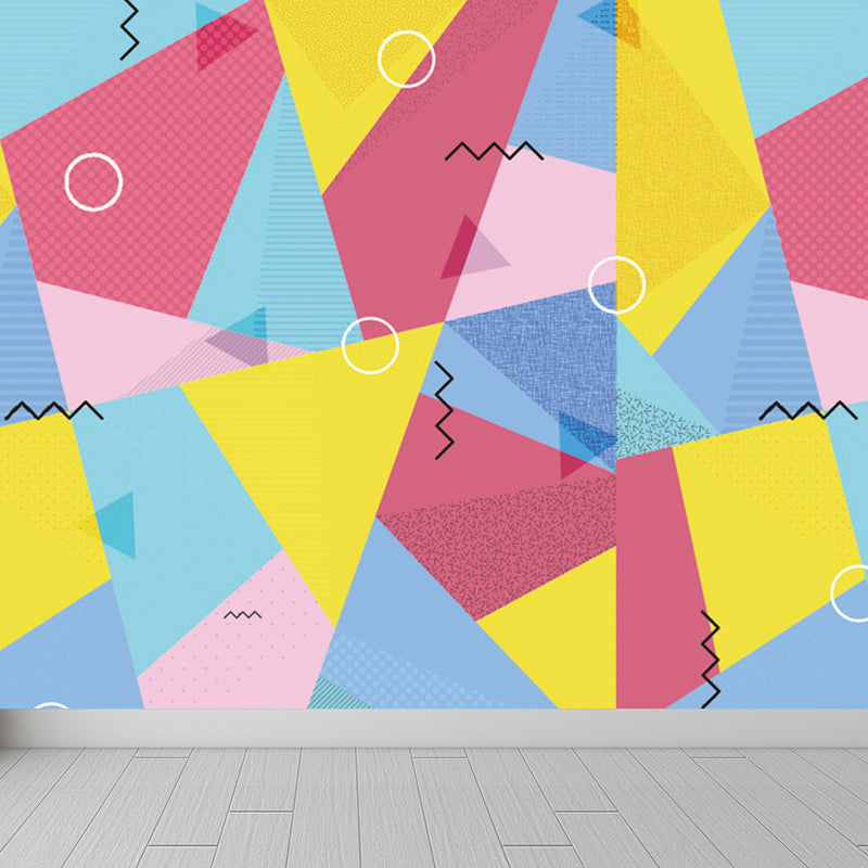 Bright Geometric Wall Mural Decal Moisture Resistant Modern Bedroom Wall Covering Light Blue Clearhalo 'Wall Decor' 'Wall Mural' 1864006