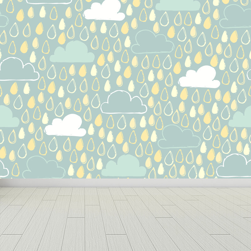 Pastel Weather Print Wall Mural Stain Resistant Modern Living Room Wall Covering Light Green Clearhalo 'Wall Decor' 'Wall Mural' 1864011