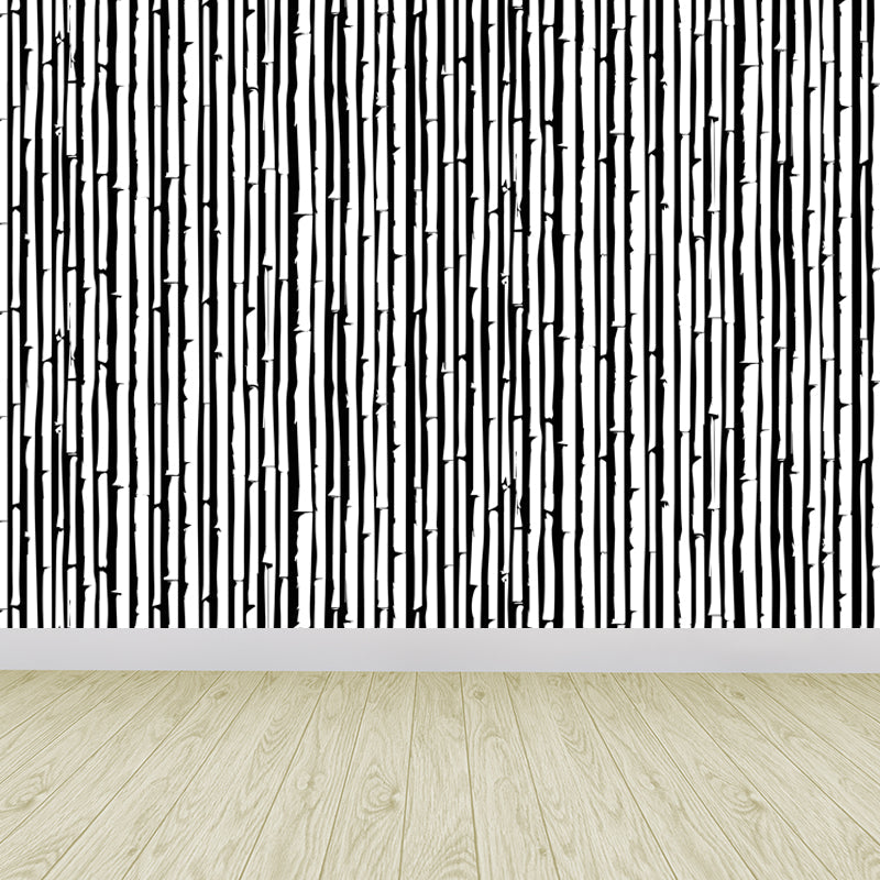 Stain-Proof Bamboo Wall Mural Non-Woven Textured Botany Wall Decor for Guest Room Black Clearhalo 'Wall Decor' 'Wall Mural' 1864086