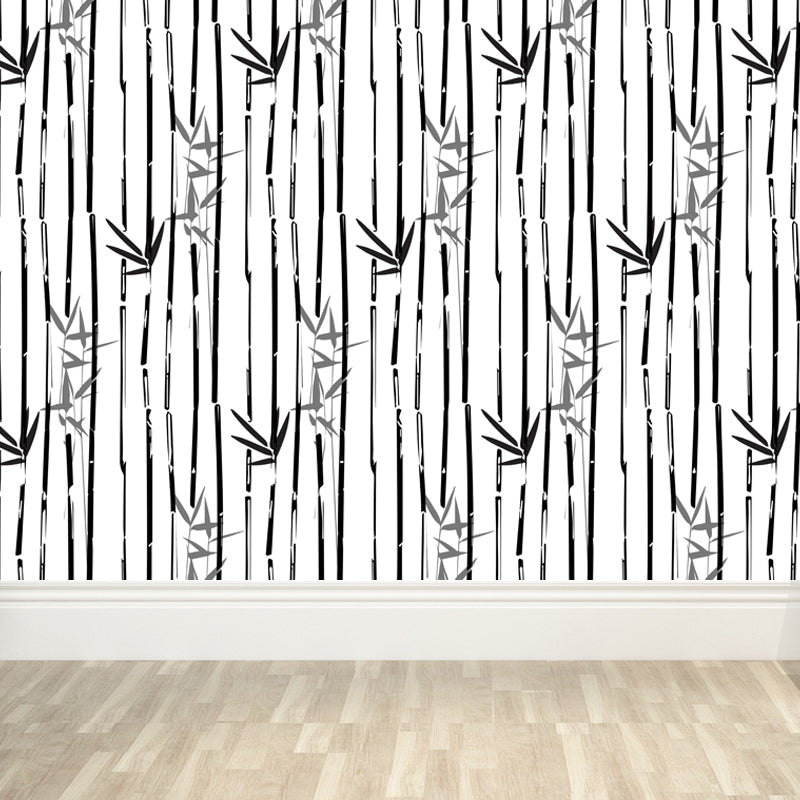 Stain-Proof Bamboo Wall Mural Non-Woven Textured Botany Wall Decor for Guest Room Light Gray Clearhalo 'Wall Decor' 'Wall Mural' 1864101