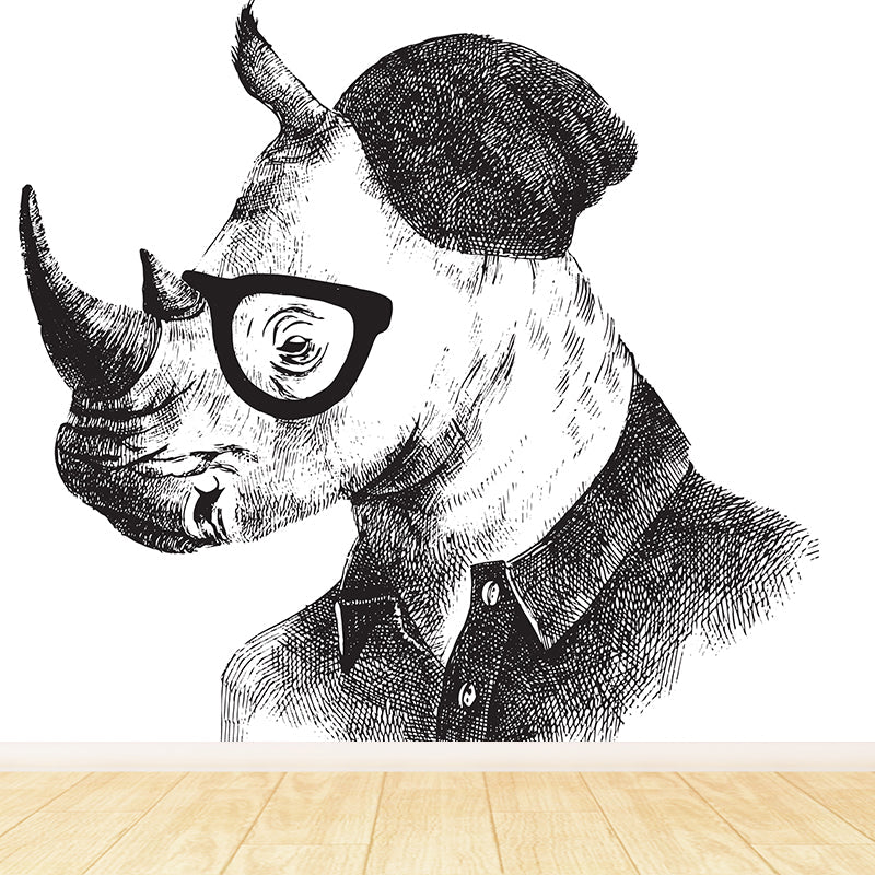 Illustration Animal Portrait Mural Wallpaper Large Wall Art for Boys Bedroom, Custom Print Clearhalo 'Wall Decor' 'Wall Mural' 1864243
