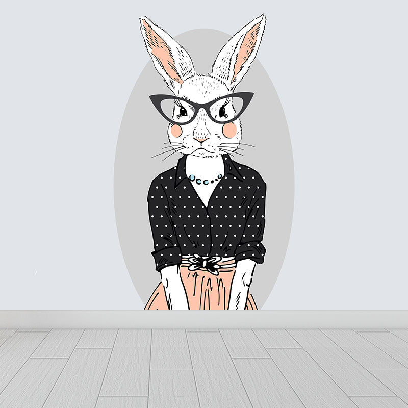 Illustration Animal Portrait Mural Wallpaper Large Wall Art for Boys Bedroom, Custom Print Grey Clearhalo 'Wall Decor' 'Wall Mural' 1864251