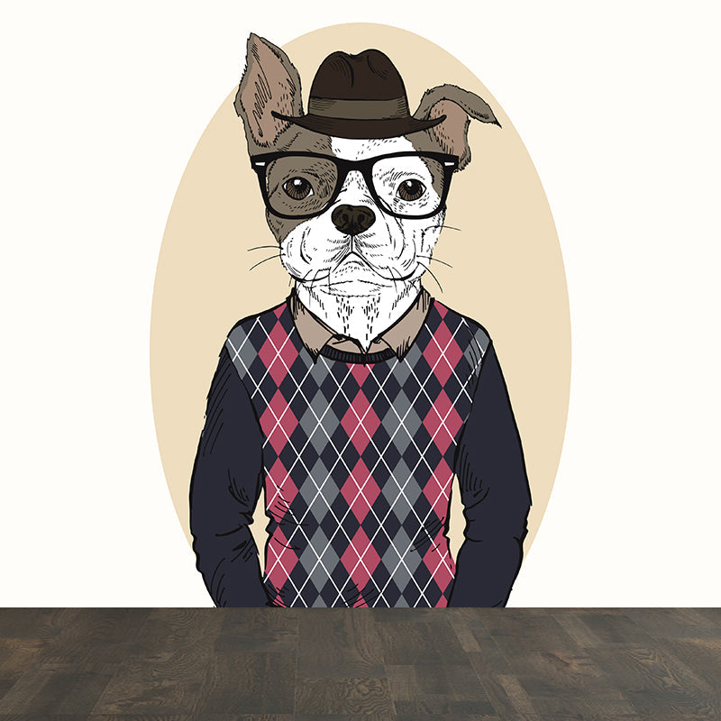 Illustration Animal Portrait Mural Wallpaper Large Wall Art for Boys Bedroom, Custom Print Black Clearhalo 'Wall Decor' 'Wall Mural' 1864256