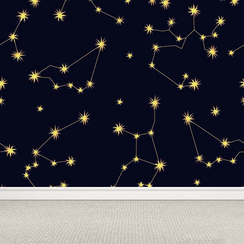 Pastel Color Modern Mural Wallpaper Universe Scenery Wall Covering for Guest Room Gloss Black Clearhalo 'Wall Decor' 'Wall Mural' 1864636