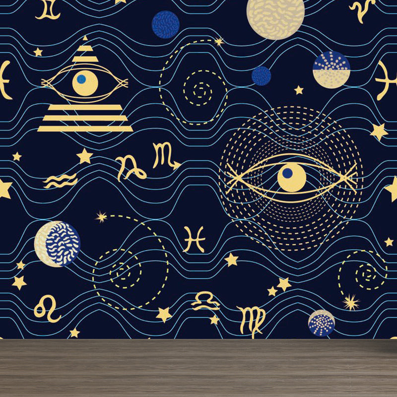 Pastel Color Modern Mural Wallpaper Universe Scenery Wall Covering for Guest Room Blue Clearhalo 'Wall Decor' 'Wall Mural' 1864656