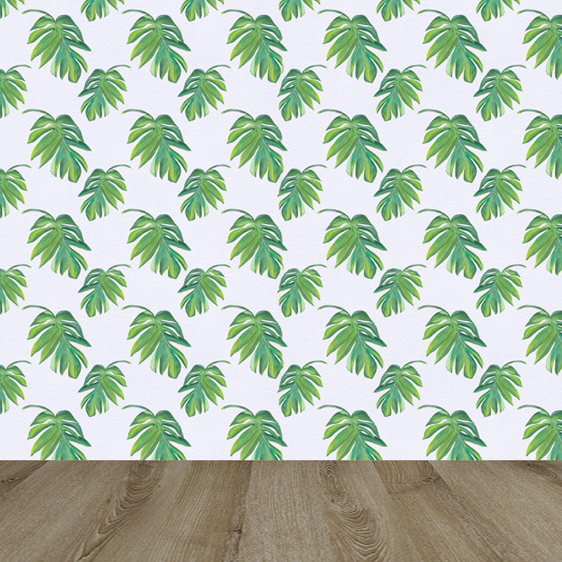 Tropical Leaves Pattern Wall Mural Non-Woven Textured Stain-Proof Soft Color Wall Art for Bedroom Clearhalo 'Wall Decor' 'Wall Mural' 1864868