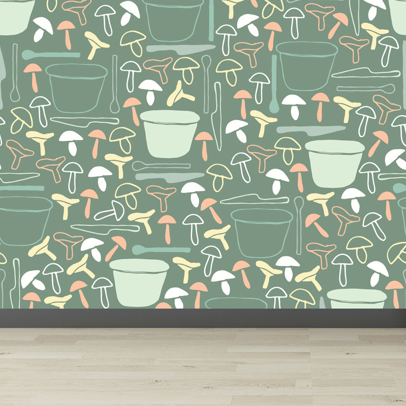 Kids Camping Patterned Mural Decal Soft Color Waterproofing Wall Art for Bedroom Clearhalo 'Wall Decor' 'Wall Mural' 1864897