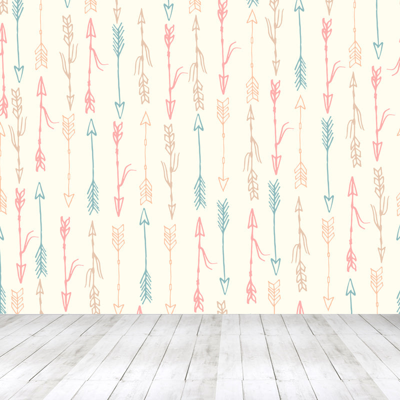 Kids Camping Patterned Mural Decal Soft Color Waterproofing Wall Art for Bedroom Beige Clearhalo 'Wall Decor' 'Wall Mural' 1864901