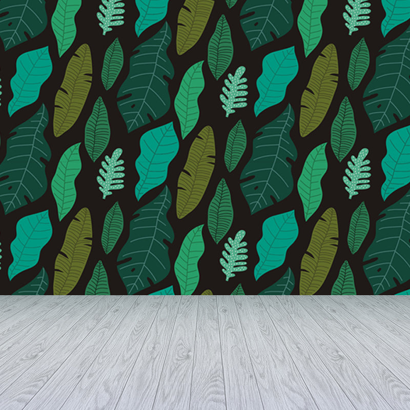 Leaves Print Mural Decals Tropical Non-Woven Textured Wall Covering in Pastel Color Clearhalo 'Wall Decor' 'Wall Mural' 1864937
