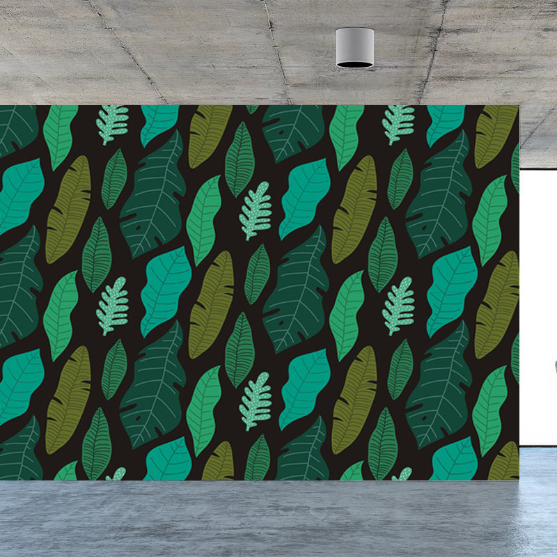 Leaves Print Mural Decals Tropical Non-Woven Textured Wall Covering in Pastel Color Clearhalo 'Wall Decor' 'Wall Mural' 1864938